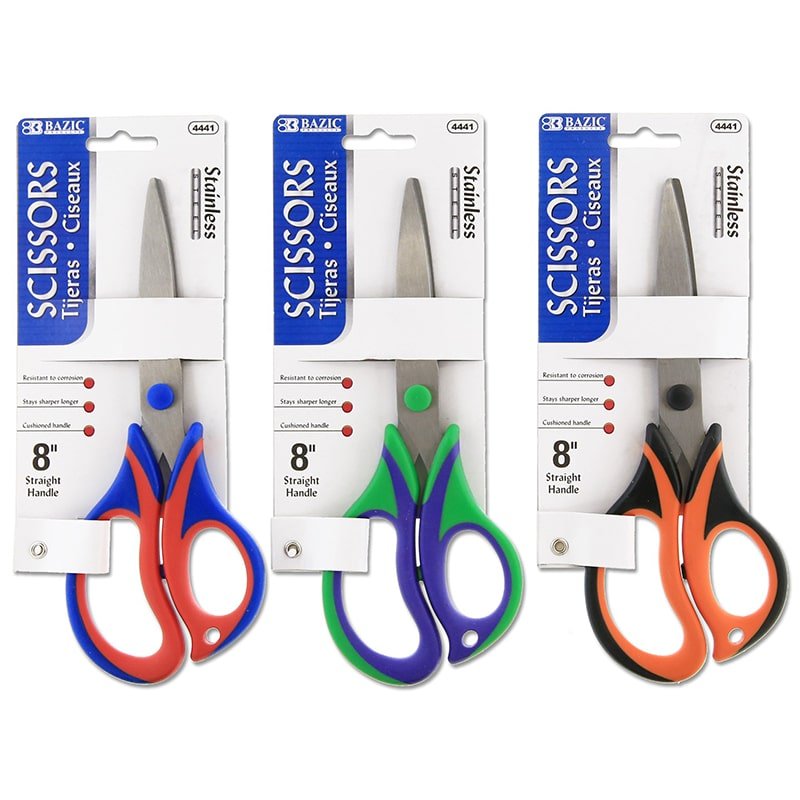 Tijeras de acero inoxidable con mango suave bicolor - 1